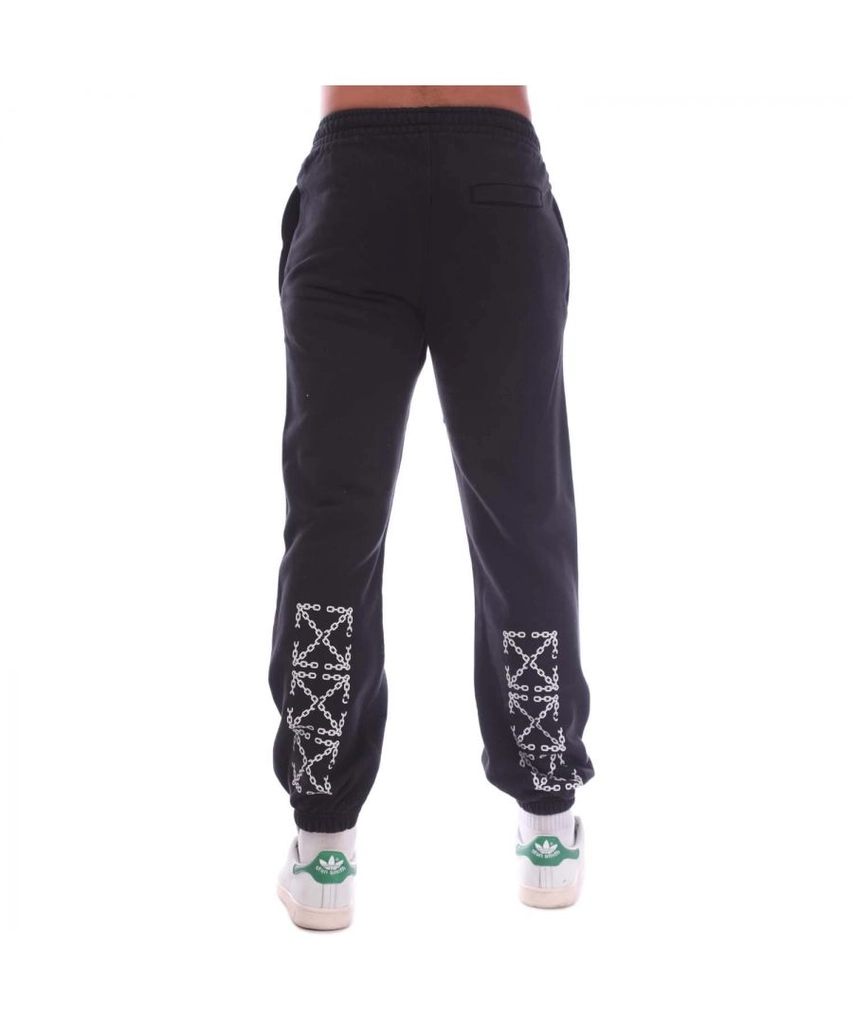 Off White Mens  Chain Arrow Shorten Sweatpants in Black-White Cotton - Size X-Small